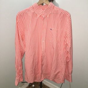 Southern Tide - Orange Gingham Button Down - Large